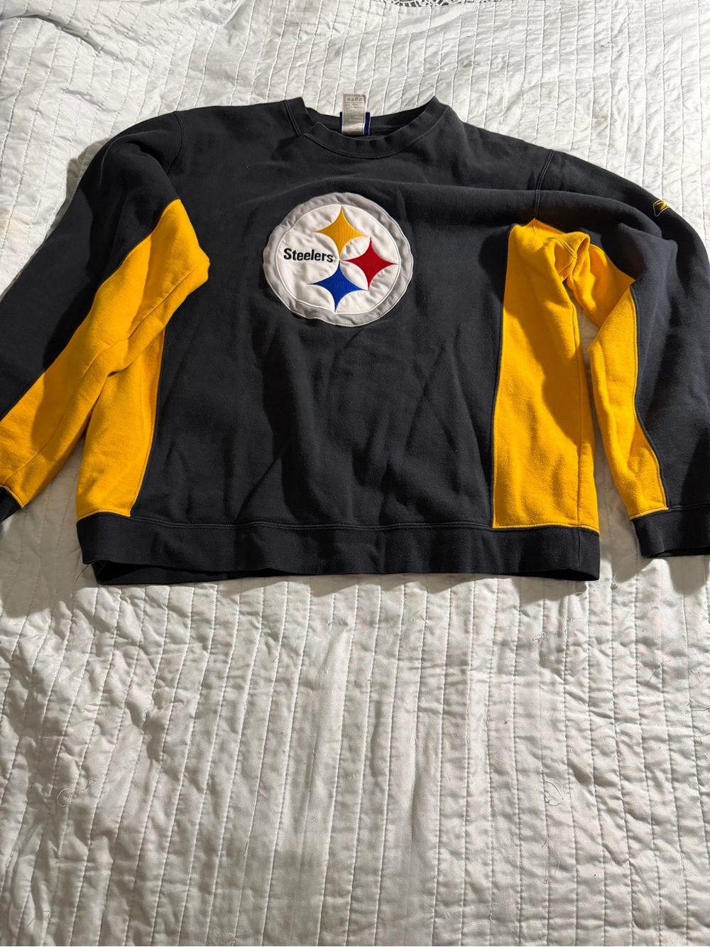 Reebok Black and Yellow Men's Crewneck Sweatshirt with Steelers Logo